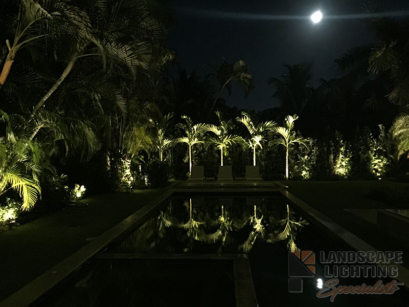 Residential Back Yard Outdoor and Exterior Landscape Lighting in Palm Beach