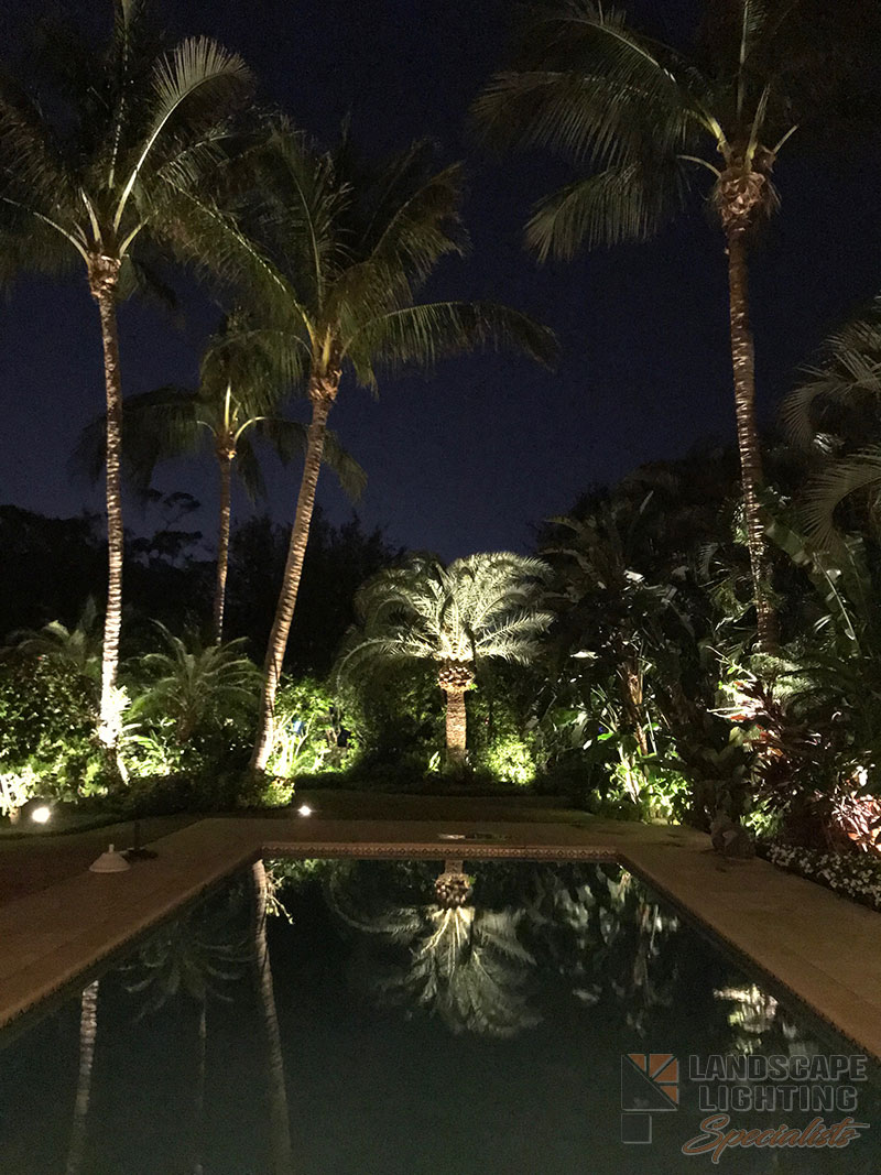 Residential Back Yard Outdoor and Exterior Landscape Lighting in West Palm Beach