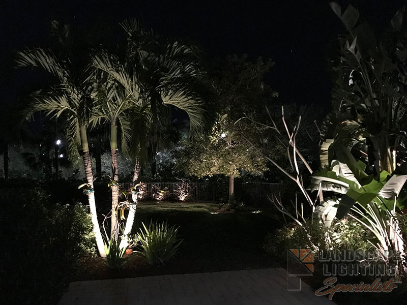 Residential Back Yard Outdoor and Exterior Landscape Lighting in Palm Beach Gardens