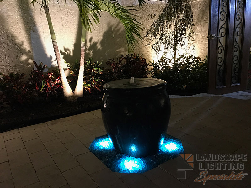 Residential Courtyard Outdoor and Exterior Landscape Lighting in Jupiter