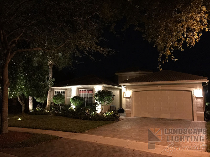 Residential Front Yard Outdoor and Exterior Landscape Lighting in Lake Worth
