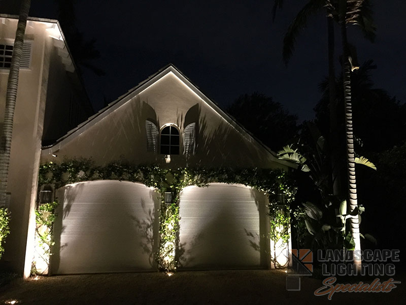 Residential Front Yard Outdoor and Exterior Landscape Lighting in Palm Beach
